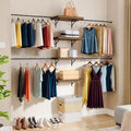 YITAHOME Wall-Mounted Closet System with Expandable Rod and Thickened Shelves – Adjustable Clothing Rack for Bedroom, Laundry Room and Cloakroom, Suitable for 2-8 Feets Space | Laundry Room and Cloakroom,Suitable for 2-8 Feets Space