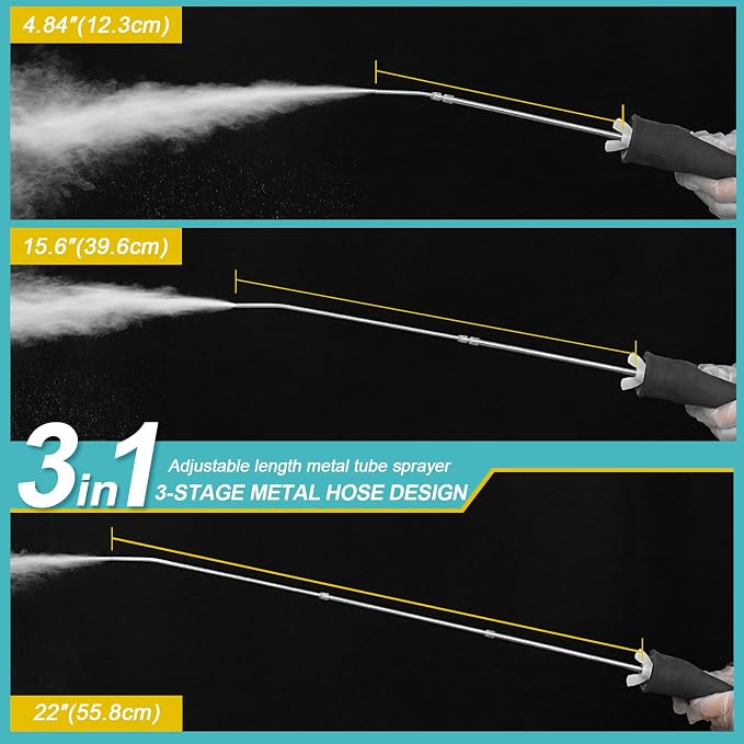 Sbestily Diatomaceous Earth Powder Duster, Extendable Long Tubes from 5'' to 22'', Garden and Indoor, Large Bulb Handheld Insect Treatment Spreader Applicator, Puffer, Spray Bottle