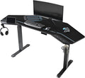 EUREKA ERGONOMIC Gaming Standing Desk w Dual Motor,72" Wing Shaped Music Studio Desk Electric Adjustable Height Table Recording Live Stream, Slot Design,Black
