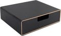 Stackable Organizer Drawer PU Leather Classic Handmade,Organize Home Office Desk Accessories and Sort Letter-Size Paper/a4 Document,Desk Caddy with Drawers Storage Box,13.1x10x3.7inches,Black