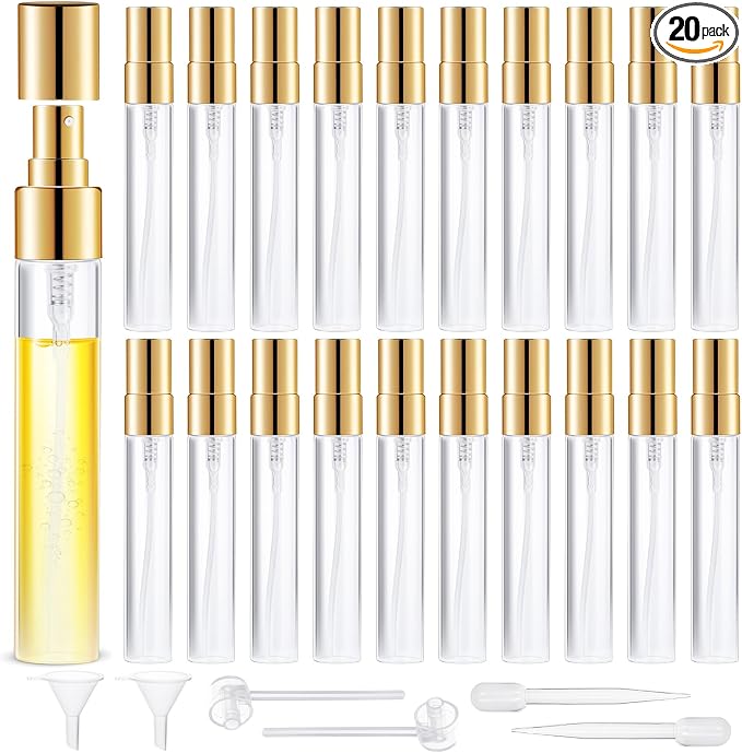 Mini Glass Spray Bottle 20pcs 5ml Clear Spray Bottle Empty, Fine Mist Refillable Mini Perfume Spray Bottle, Perfume Atomizer, Travel Spray Bottle For Hair, Small Empty Sample Containers Portable
