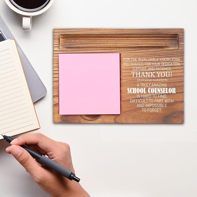 School Counselor Appreciation Sticky Note Holder, Thank You Gift for Counselors, Inspirational Desk Organizer for Office Self-Stick Note Pad Holders EDP113
