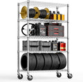 M MZG 5-Shelf Storage Shelves,Wire Shelving Heavy Duty Metal Storage Shelving Unit Adjustable Garage Shelving Rack Pantry Kitchen (Chrome, 5 Tier,17.7" D x 47.2" W x 76.7" H)