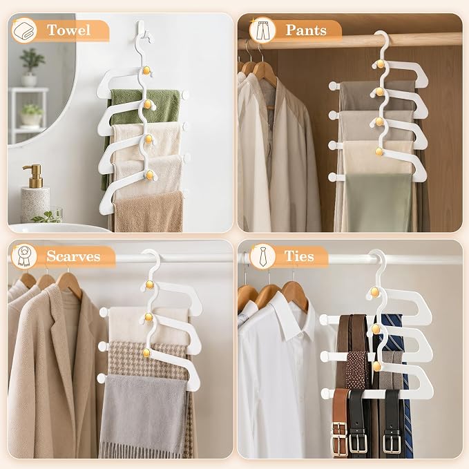 Hangers for Pants 20-Pack, Space Saving Closet Organizer for Jeans Slacks,Non-Slip Hanger for Leggings,Jeans, Slacks, Scarves(White)