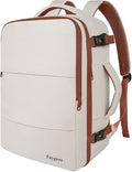Taygeer Backpack for Women, College Backpack with Laptop Compartment | Travel Laptop Mochila Carry On Luggage with Shoe Pouch, Airline Approved Personal Item Bag For Weekender Hiking, Khaki White