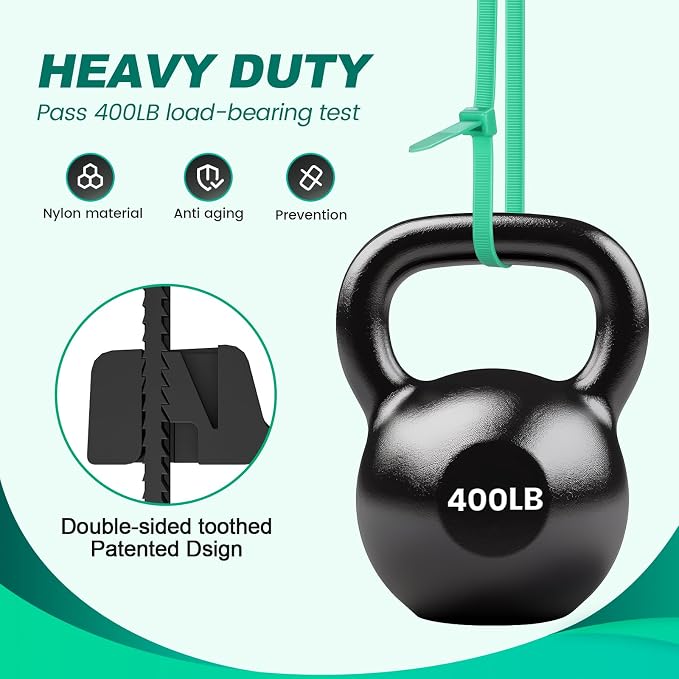 Long Zip Ties Heavy Duty 24 inch，400 LBS Tensile Strength With Double Sided Toothed Super Durable Cable Ties ，Extra Large Wire Ties Adjustable Nylon Tie Wraps for Indoor Outdoor （100 Pack Green）