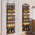 8-Tier Over The Door Pantry Organizer | Spice Rack Wall Mount with No-Shake Design, Adjustable Baskets | Hanging Seasoning Shelves, Storage Organization for Kitchen Cabinet & Closet