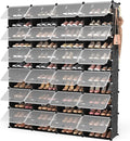 ROJASOP Shoe Storage Cabinet, 12-Tier Shoe Organizer 96 Pairs Extra Large Plastic Shoe Rack with Covers Portable Shoe Rack Organizer with Doors Big Shoe Rack for Closet Entryway Bedroom