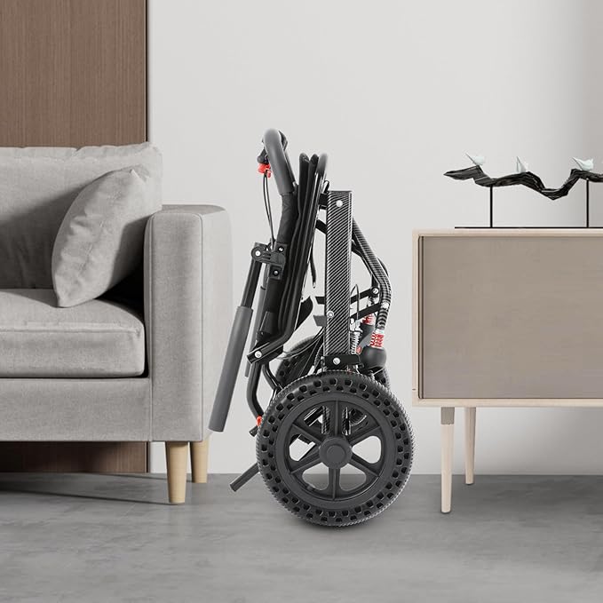 Lightweight Transport Wheelchair with Storage Bag, Lift Transfer Chair, Portable Traveling Wheelchair, Portable Foldable Trolley for Solve The Mobility Problems