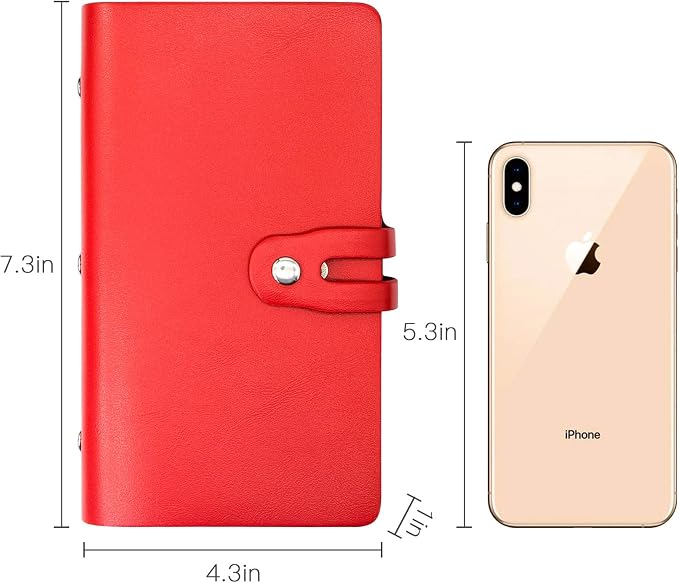 Padike RFID Credit Card Holder Business Card Organizer Business Card Holder, with 96 Card Slots Credit Card Protector for Managing Your Different Cards to Prevent Loss or Damage (Red)