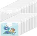 Sooez 50 Pack Plastic Envelopes Poly Envelopes, Clear Document Flie Folders US Letter A4 Size File Envelopes with Label Pocket for School Home Work Office Organization, Clear