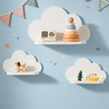 Floating Cloud Shelves,Set of 3 Wall Mounted White Wavy Shelves | White Wall Shelf Floating Wooden Wall Mounted Shelves Clouds Dispaly Shelf for Kid’s Room,Toys, Plants & Storage