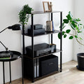 Yamazen NSR-4W (DBR4/BK) Rack, Slim, A4 Compatible, Easy Assembly, 4 Tiers, Wide, Width 26.8 x Depth 10.6 x Height 43.7 inches (68 x 27 x 111 cm), Dark Brown, Living Alone
