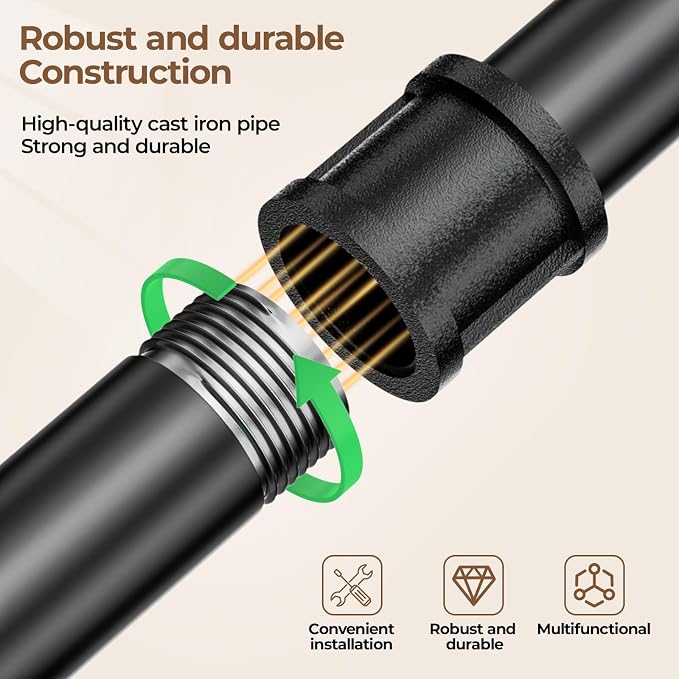 Abiglifty Wall Mounted Clothes Rack 38.4 Inch, 2 Pack Industrial Pipe Clothing Rack, Black Wall Clothing Rack, Multi-Purpose Clothing Hanging Rod for Closet