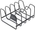 GreenPan Stainless Steel Wire Pots and Pans Lid Storage Rack, Holds 4 Lid Covers, Easy Storage, Countertop or Cabinent Organizer, Minimizes Clutter, Fast Drying, Wipes Clean, Black