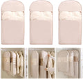 3PCS Space Saving Hanging Garment Bag with Self Compression Zipper, Compression Space Saver Closet Storage Organizers, Dust Cover Clothes Bags for Down Coat (Pink,Large)
