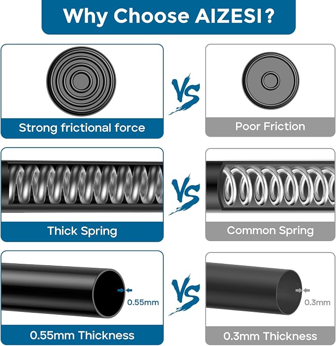 AIZESI Spring Tension Curtain Rods Short Tension Rod (Black,28" to 48"-1Pcs)
