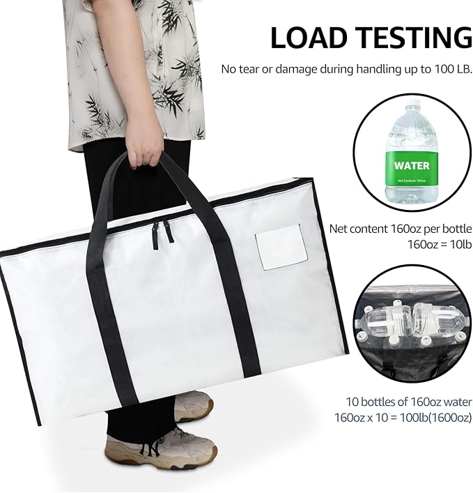 Moving Bags Heavy Duty Extra Large, Moving Boxes, Moving Supplies Essentials, Blue Storage Bins with Lids, Plastic Packing Totes, Storage Bags for Clothes with Handles & Zippers(White, 10 Pack)
