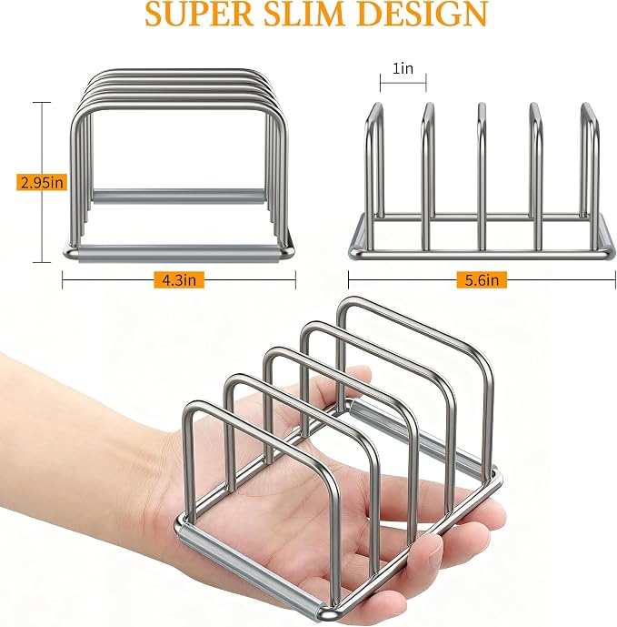 1-Pack Cutting Board Organizer Holder Stand, Stainless Steel Holder, Cutting Board Storage Rack with 4 slots for Baking Sheet and Cookie Sheet,1.0Inch Slots (1PC(1.0in))