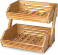 G.a HOMEFAVOR 2-Tier Pine Wood Fruit Basket, Self-assembly | Fruit Bowl for Kitchen Countertop, Vegetable Storage and Home Organizer