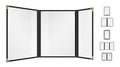 Goodsmart Restaurant Menu Covers – 25 Pack Black Trifold 6-View, Side-Loading Menu Holders, Vinyl & Plastic Café Menu Covers, Clear Menu Sleeves, Fits 8.5" x 11" & 4.25" x 11", Gold Corners