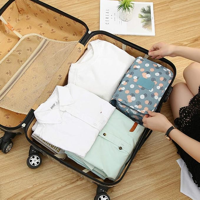 Sechunk Waterproof Travel Toiletry Bags Hanging Multi-function Cosmetic Bag Makeup Bag for Women (pink_Stripe)