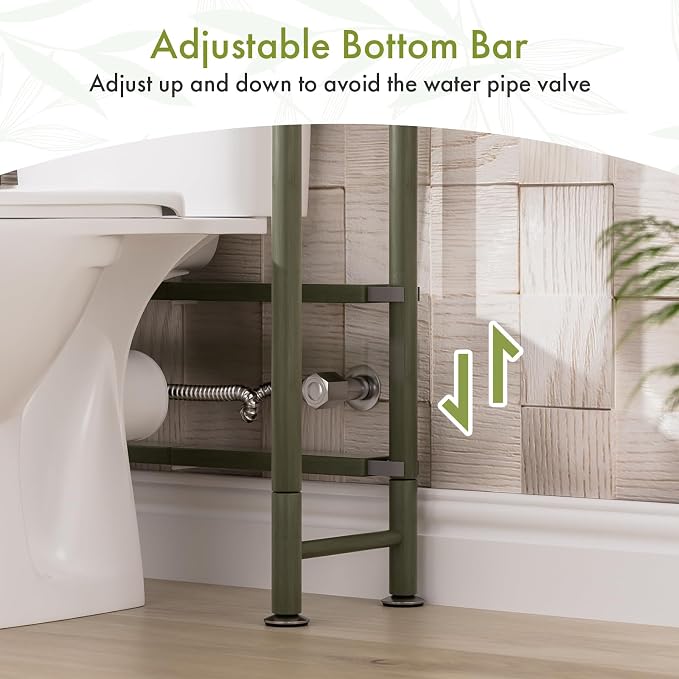AmazerBath Bamboo Over The Toilet Storage Shelf, 3-Tier Over Toilet Bathroom Organizer Rack, Bathroom Shelves Over Toilet Space Saver, Forest Green