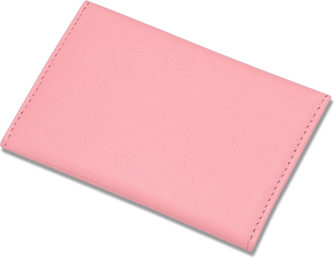HISCOW Envelope Business Card Case with Magnet Closure - Italian Calfskin (Pink)