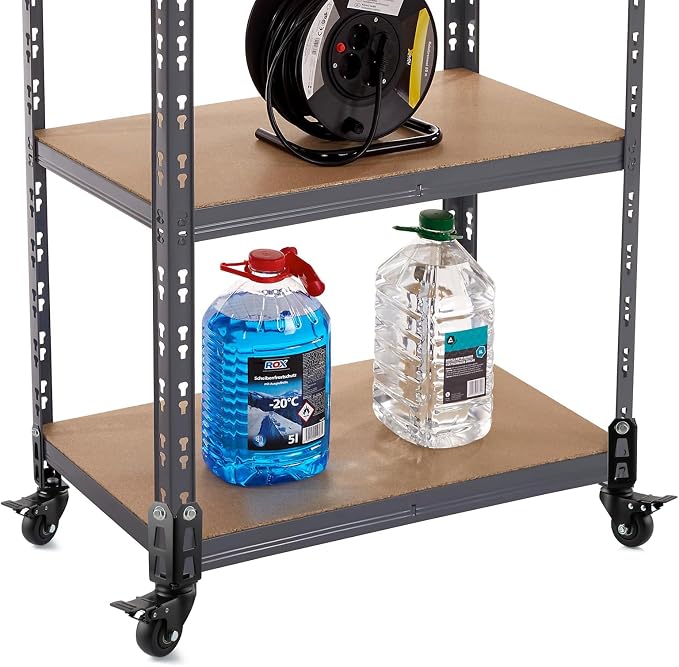 4" Storage Rack Caster Wheels, Fit Boltless Shelving Rack Posts | Heavy-Duty Shelves Casters with Brakes, Storage Shelf Accessories, Total Load Capacity 1000 Lbs, 4 Pcs