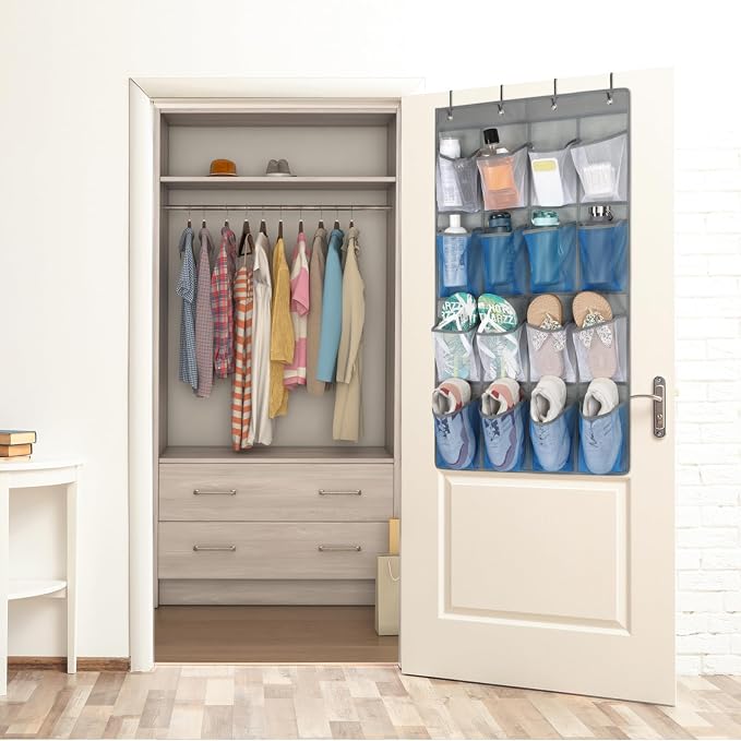 F-color Over the Door Organizer for Cruise - 16-Pocket Hanging Organizer | Tool-Free Mount with 4 Metal Hooks, See-Through Mesh Pockets, Lightweight & Foldable, Space-Saving for Travel and Daily Use