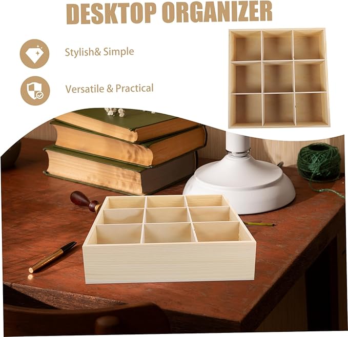Desktop Organizer Wooden Jewelry Storage Box Compartments for Cosmetics Design Versatile Wooden Organizer for Desktop Vanity Table Simple Aesthetic
