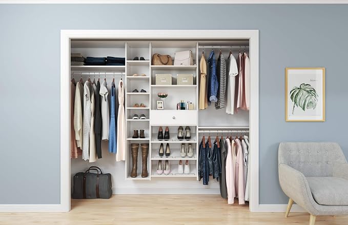 Easy Track OK7248-CG 3'-5' W Deluxe Shelving Easy-to-Assemble Kit Closet Organizer, Truffle