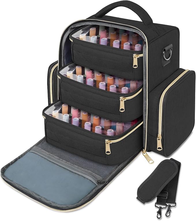 YOREPEK Nail Polish Organizer Holds Up to 72 Bottles (15ml-0.5 fl.oz) | Nail Polish Carrying Case with Zippered Pockets & 3 Removable Pouches for Manicure Tool, Supplies, Nail Lamp, Gifts for Women