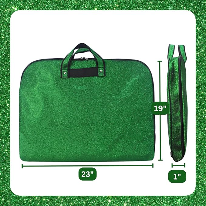 NGIL Glitter Travel Hanging Garment Bag (Glitter-Green) | Garment Bag for Girls, Cheer Travel Bag, Dance Competition Bag, Cheer Dance Competition, Beauty Pageant
