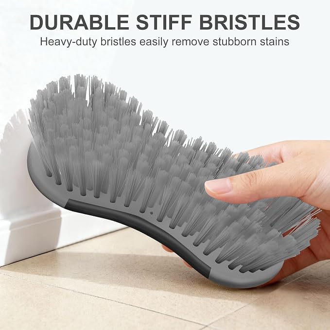 SetSail Multi-Purpose Scrub Brush of 2 Pack, Stiff Bristles Cleaning Brush with Non-Slip Grip Heavy Duty Scrub Brushes for Cleaning Bathroom Kitchen Tile Bathtub Sink, Black Grey