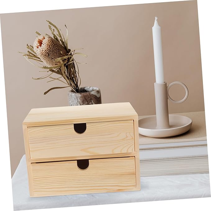 Cabilock Wooden Jewelry Organizer Versatile Storage Box with Two Layers Stylish Desktop for Home Office Classroom Natural Color for Aesthetic Decor