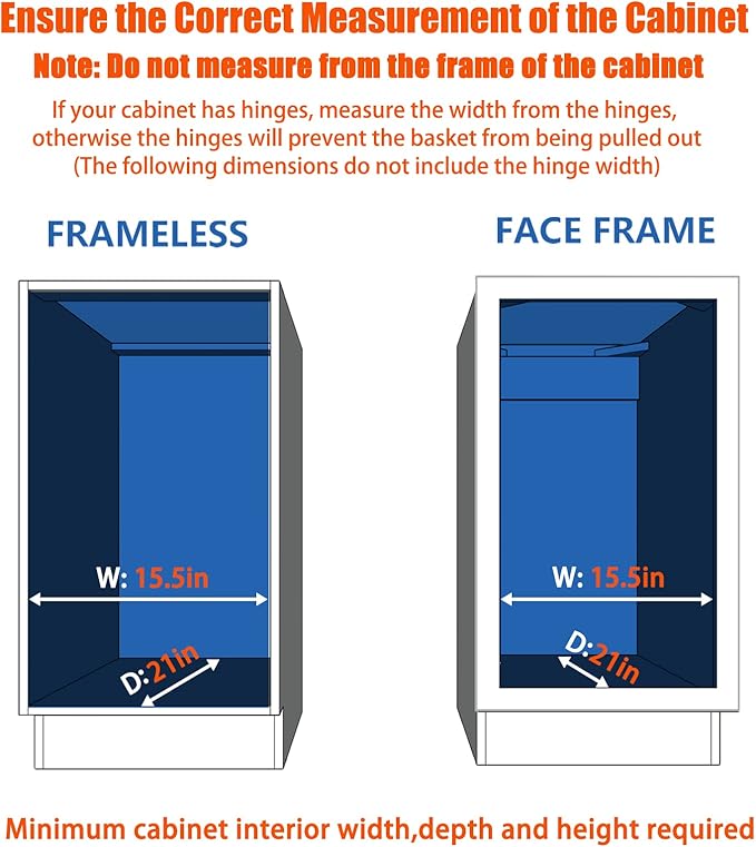 ROOMTEC Pull Out Cabinet Organizer - 14" W x 18" D, Slide Out Storage Shelves, Fits 15.5" Opening