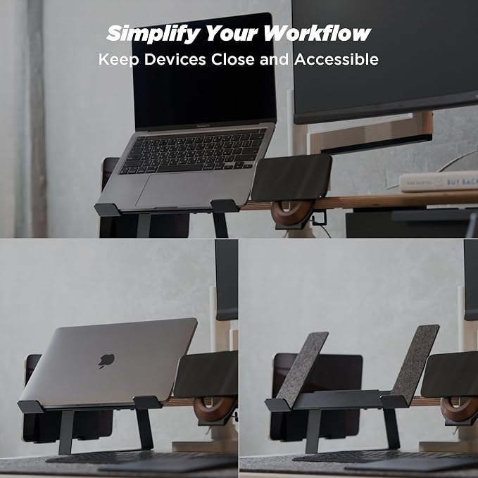 ULTRARM Moodular Laptop Tray Stand Add-On for Slide Rails, Do Not Use Alone | Accessory Only, Ergonomic Height, Swivel Adjustable, Quick Setup & Removal, Secure & Sturdy, Felt Padding, Black, MSA-LT