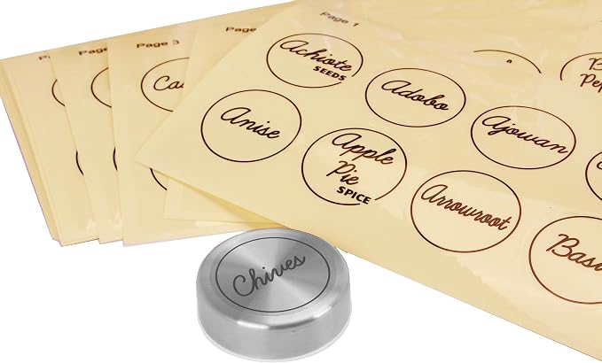 Orii Spice Labels, 160 Clear Round | 160 Pre-printed, 20 Blank