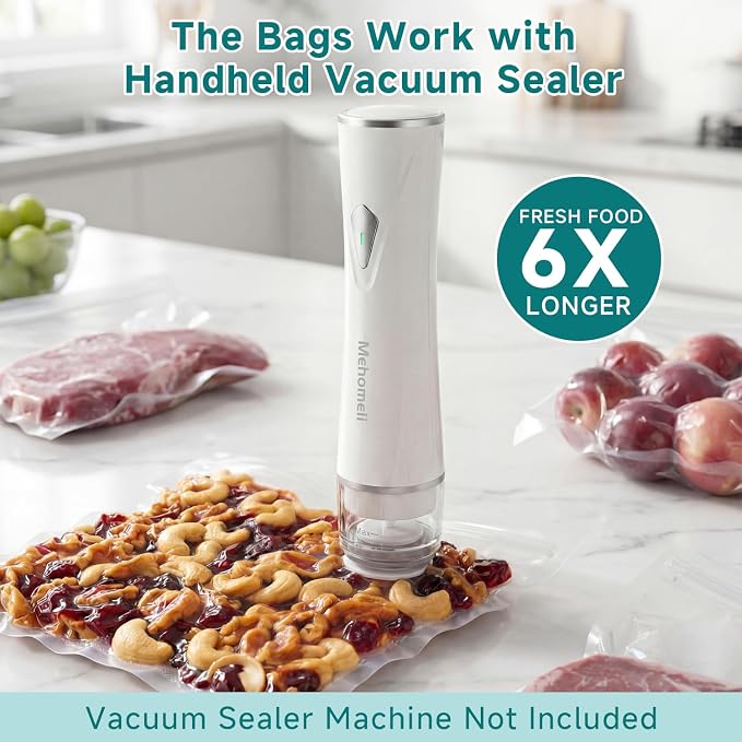 Reusable Vacuum Sealer Bags for Food – 30 BPA-Free Medium (11in × 10.2in) Food Storage Bags, Freezer Microwave Safe– Odor Resistant, Leak-Proof – Compatible with Handheld Vacuum Sealers