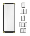 Goodsmart Restaurant Menu Covers - Black, 25 Pack, 4.25" x 11", 1-Page/2-View, Top-Loading Vinyl Menu Holders with Clear Sleeves, Double-Stitched Edge, Leather-Style Café Covers with Gold Corners