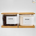 Glass Storage Jars with Bamboo Lids, 50oz Square Food Storage Containers for Kitchen Pantry Organization, Storage Canisters with Labels for Cereal Flour Beans Tea, Large Spice jars Seasoning Bottles
