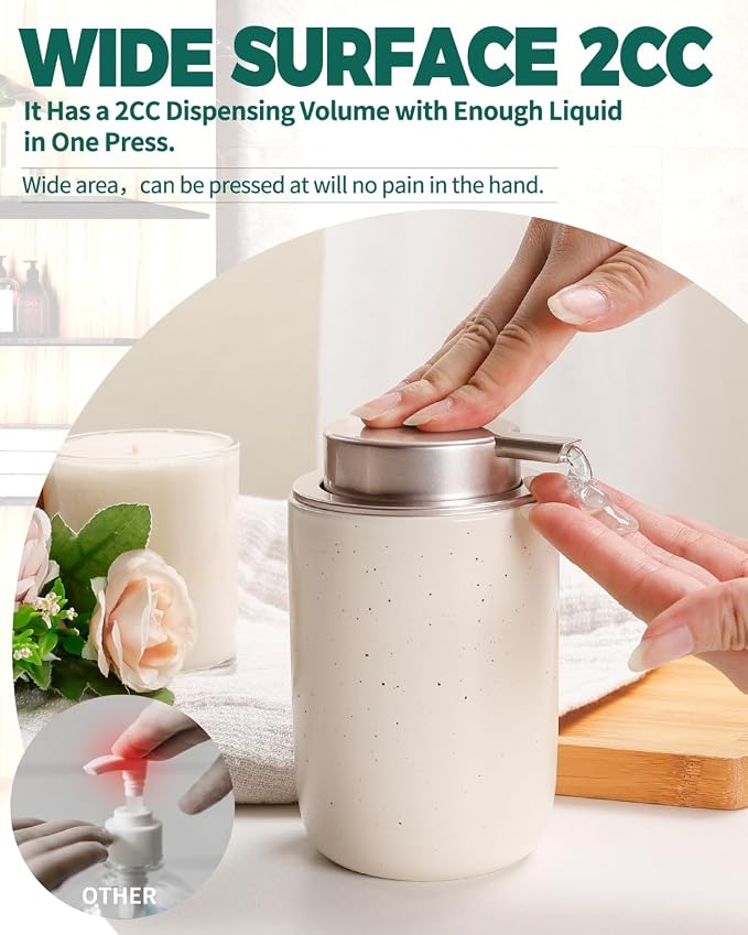 BosilunLife Lotion Pump Dispenser for Kitchen, Bathroom Countertop | Aprcot Soap Dispenser Bathroom Ceramic Dish Liquid Soap Dispenser (Apricot, Liquid Pump)