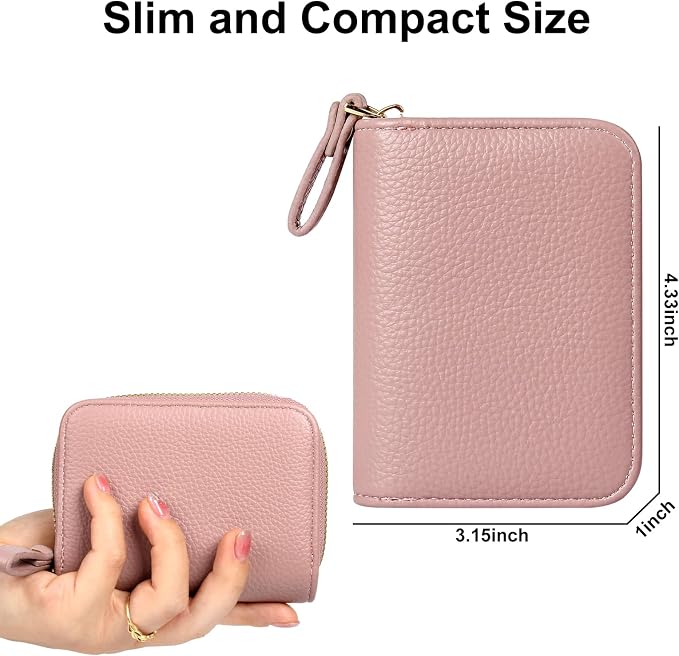 Credit Card Wallet, RFID Card Case Wallet, Zipper Card Cases Holder for Men Women, RFID Blocking, KeyChain Wallet, Compact Size Card Organizer Case for Women