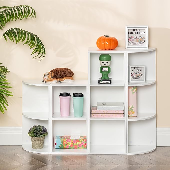 FurnitureR Basics Cube Storage Organizers - can be Combined Freely, Closet Storage Cabinet Shelf, Stackable Cubby Shelf for Bedroom, Office, Study, Classroom, White