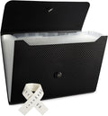 Expanding File Folder File Organizer 13 Pockets Accordion Filing Folder Expandable File Folder for Documents Aesthetic Paper Organizer Folder for Work, School, Home, Office, Black Transparent