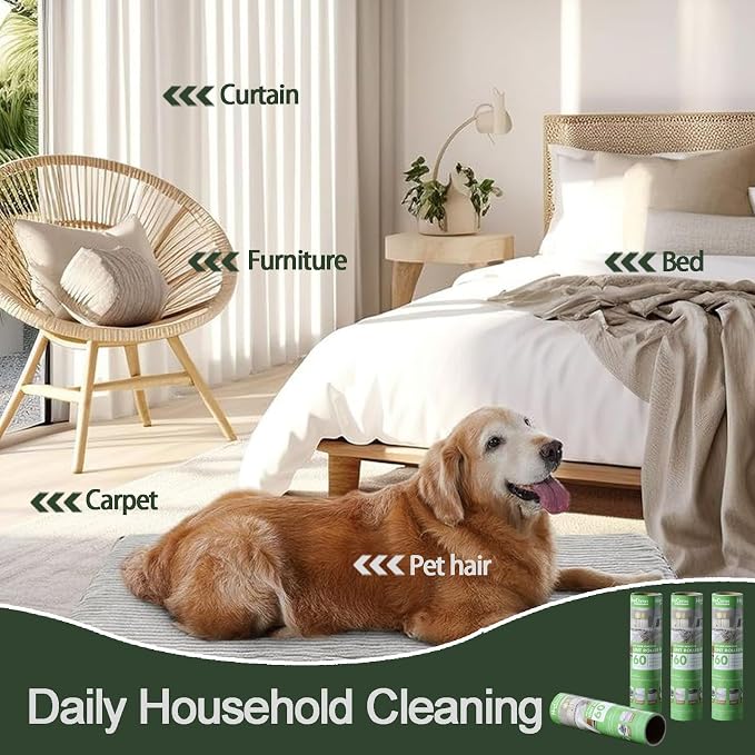 Lint Roller Refills 10", 240 Sheets, 4-Pack Value, Extra Sticky | Compatible with Evercare Mega & Leo 10" rollers. Easy tear-off sheets. Strong adhesive picks pet hair, lint, dust.