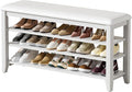 Taitiy Shoe Rack Bench Entryway Storage, Shoe Organizer Bench for Entryway, Ideal for Front Doors Entrances Hallway Mudroom Featuring Rubberwood and 3 Height-Adjustable Removable Shelve