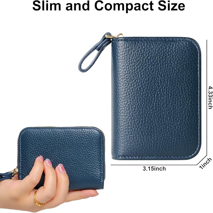 Credit Card Wallet, RFID Card Case Wallet, Zipper Card Cases Holder for Men Women, RFID Blocking, KeyChain Wallet, Compact Size Card Organizer Case for Women