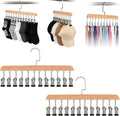 Space Saving Hanging Clothes Organizer with 12 Clips Multi-Purpose Storage for Leggings, Jeans, Skirts, Scarves, Hats, Socks(Natural-2PCS)
